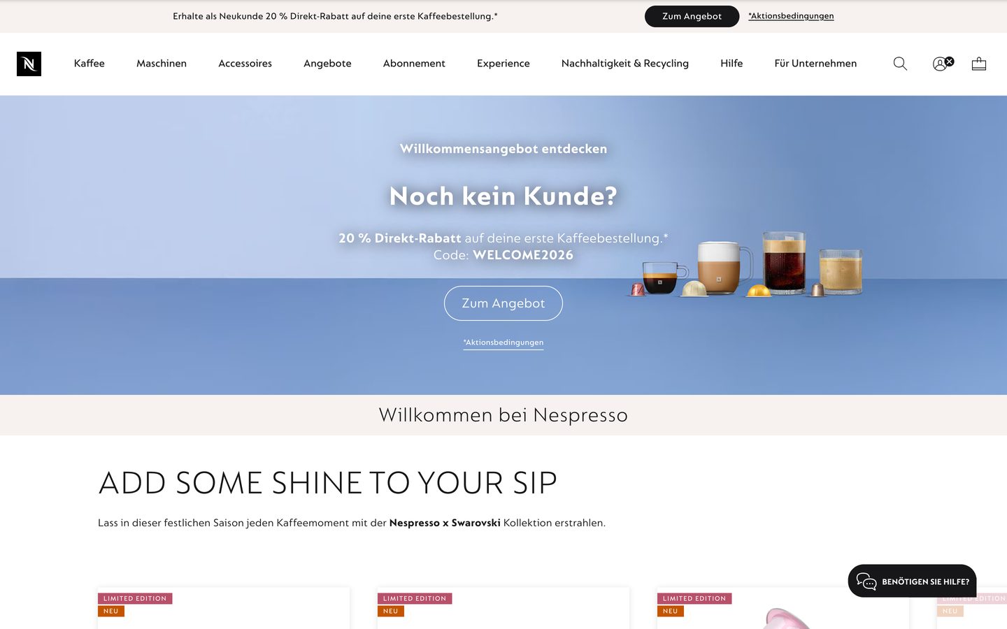 Nespresso: landing pages