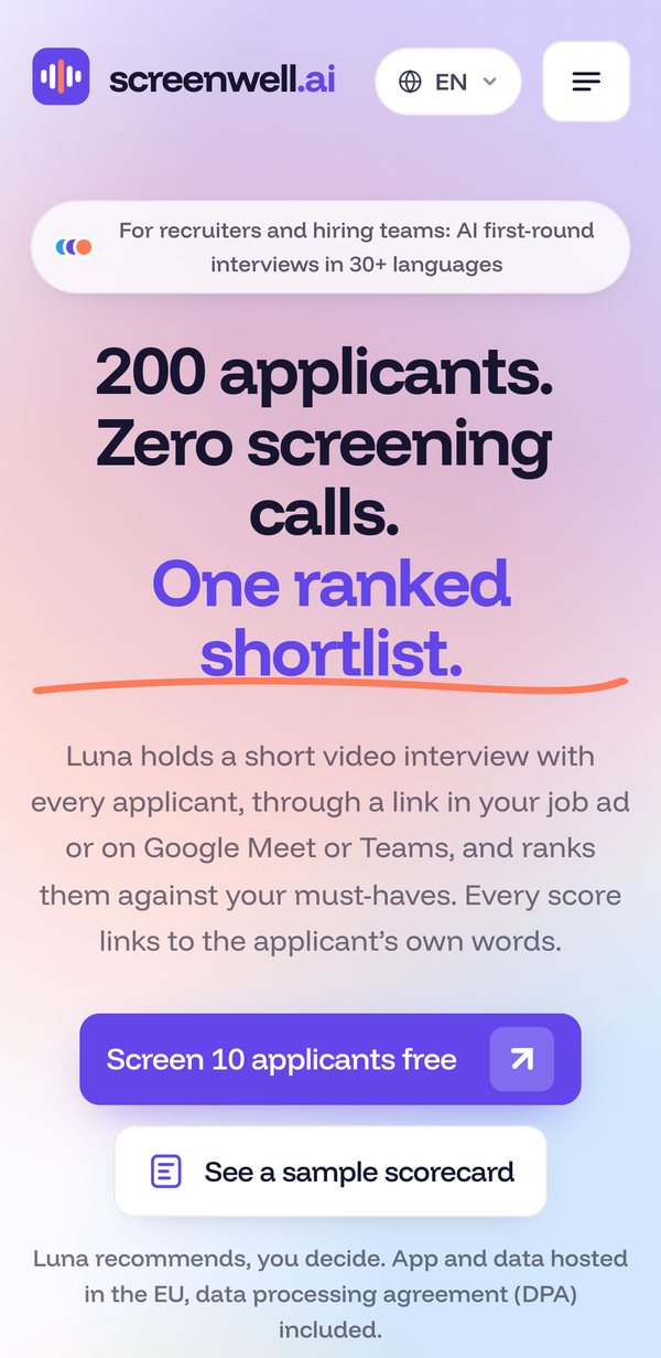 screenwell.ai on a phone